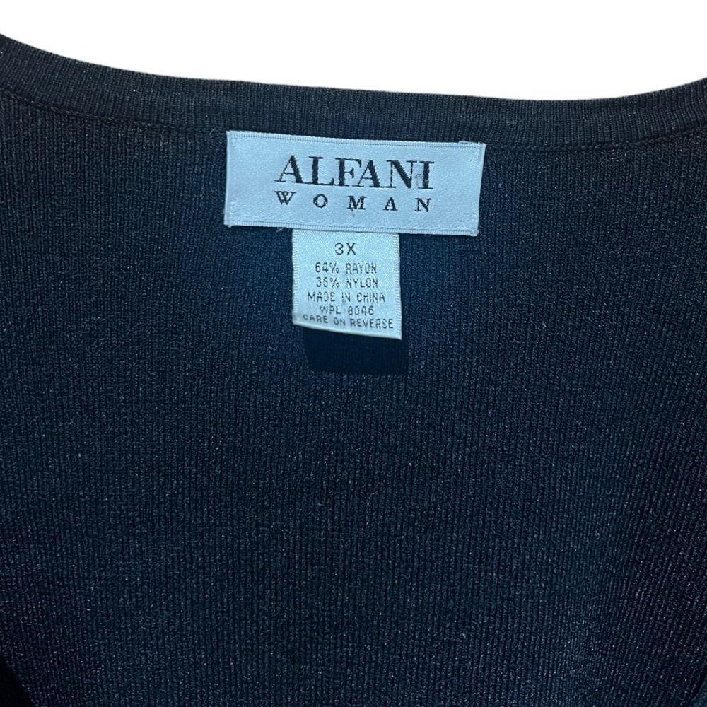 Alfani Woman Black V Neck Zip Front Cardigan Sweater 3X - Picture 2 of 6